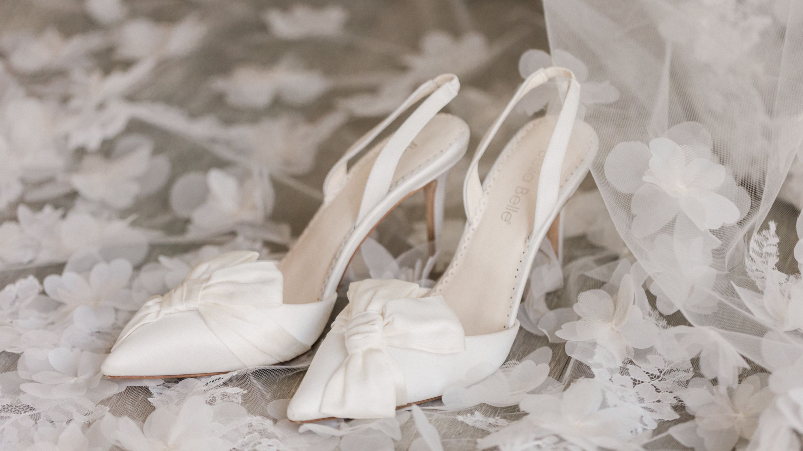 High heel sandals with wedding dress